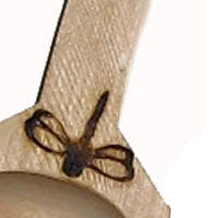 Dragonfly burned into wooden scoop. Insects